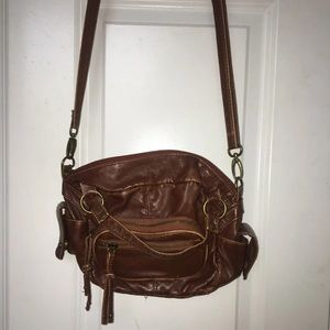 Brown leather crossbody purse